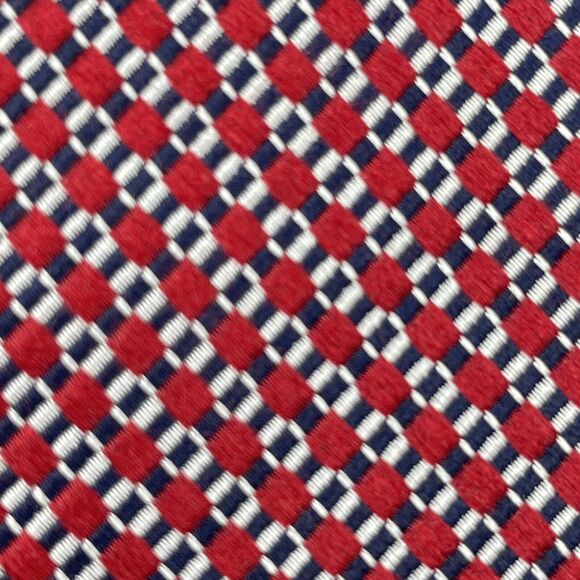 Club Room 100% Silk Necktie Geometric Red/Blue/White Classic Designer 59.5 x 3.5 - Picture 11 of 16